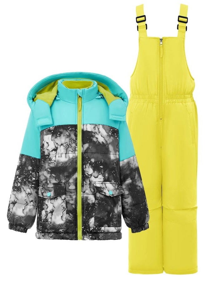 Haloumoning Girls 2 Piece Snowsuit Kids Waterproof Fleece Lined Ski Jacket and Snow Bibs Overalls Set 5-14 Years - Image 2