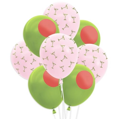 xo, Fetti xo Fetti Dirty Martini Latex Balloons 24 pk 12 Olive Cocktail Decorations Pink Bachelorette Party Decor Tini Bit Older Birthday Supplies - Image 1