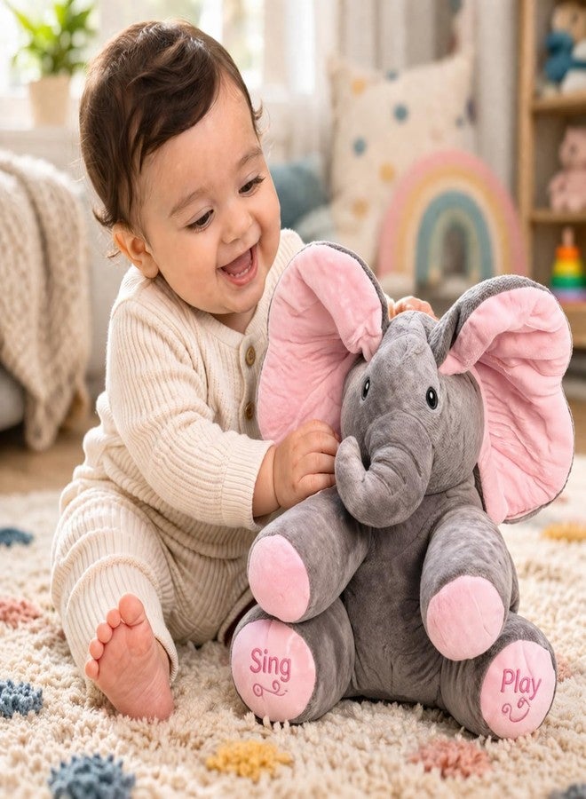 WEPTIX Peek-a-Boo Elephant Stuff Toy for Baby, Toddlers and Kids - Musical Soft Plush Animal Toy with Flappy Ears - Color As Per Stock- (Elephant Stuff) - Image 3