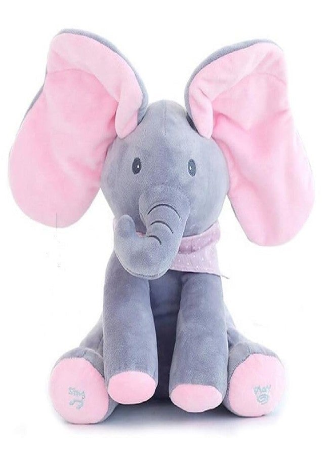 WEPTIX Peek-a-Boo Elephant Stuff Toy for Baby, Toddlers and Kids - Musical Soft Plush Animal Toy with Flappy Ears - Color As Per Stock- (Elephant Stuff) - Image 1