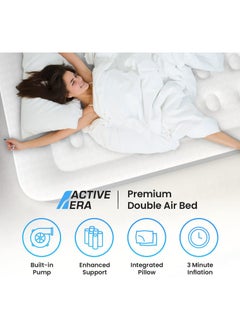 ACTIVE ERA Inflatable Mattress - Premium Double Size Air Mattress With a Built-in Electric Pump and Pillow 137 x 195 x 38.5cm  - Image 2