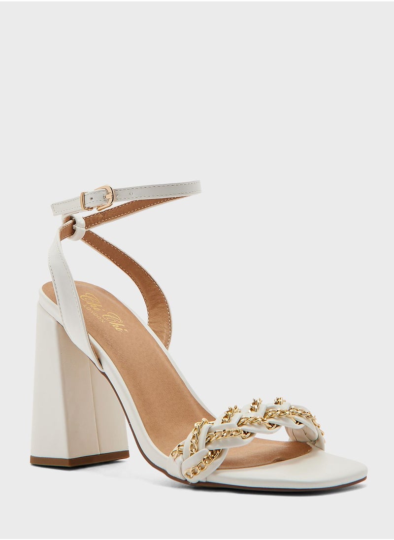 Chi-Chi London - Strappy Chain Detail Up Heeled Sandals - Image 1