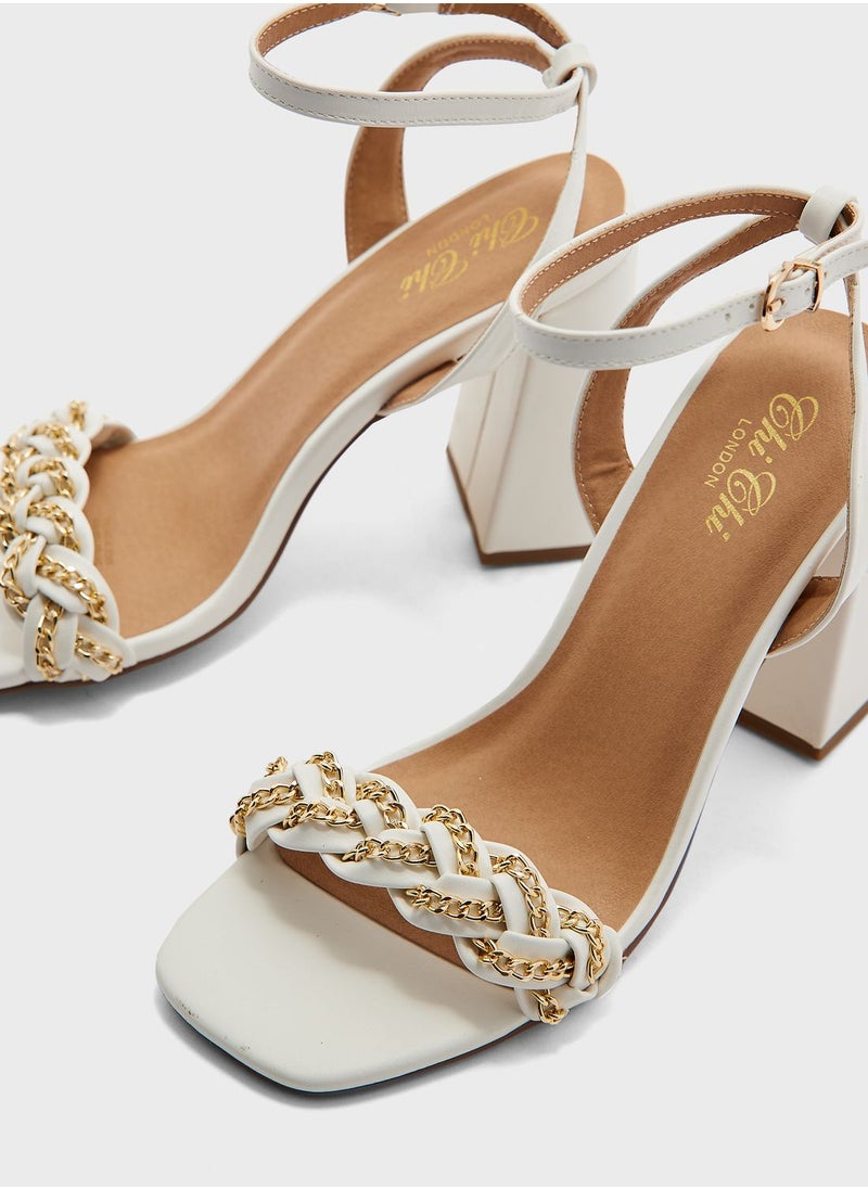 Chi-Chi London - Strappy Chain Detail Up Heeled Sandals - Image 1