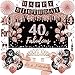 Uiorgui 40th Birthday Decorations for Women 33pcs Black Rose Gold Happy 40th Birthday Banner Crown and Sash Balloons Backdrop Hanging Swirls Paper Fans 40 Years Old Party Supplies Kit - Image 3