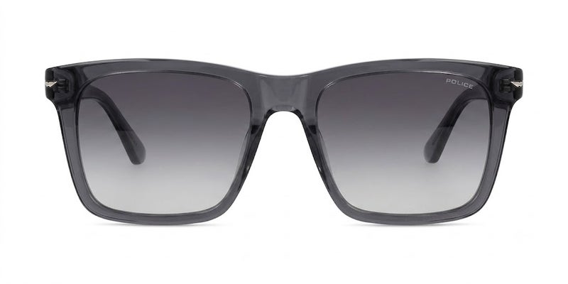 Police SPLN35 4GO 53 Square Sunglasses For Unisex – Transparent Grey Frame With Smoke Gradient Lenses - Image 2