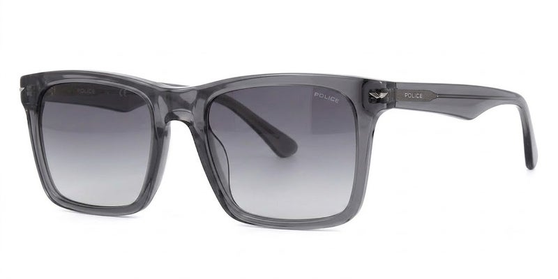 Police SPLN35 4GO 53 Square Sunglasses For Unisex – Transparent Grey Frame With Smoke Gradient Lenses - Image 1