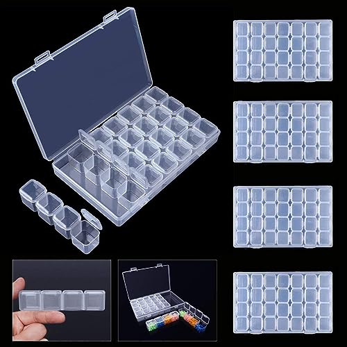 Styxon 28 Grids Storage Box Organizers Clear Bead Container, Simuer Diamond Embroidery Box Diamond Painting Accessory Storage Box Transparent Jewelry Nail Art Accessory Container Case - Image 3