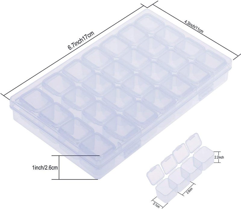 Styxon 28 Grids Storage Box Organizers Clear Bead Container, Simuer Diamond Embroidery Box Diamond Painting Accessory Storage Box Transparent Jewelry Nail Art Accessory Container Case - Image 2