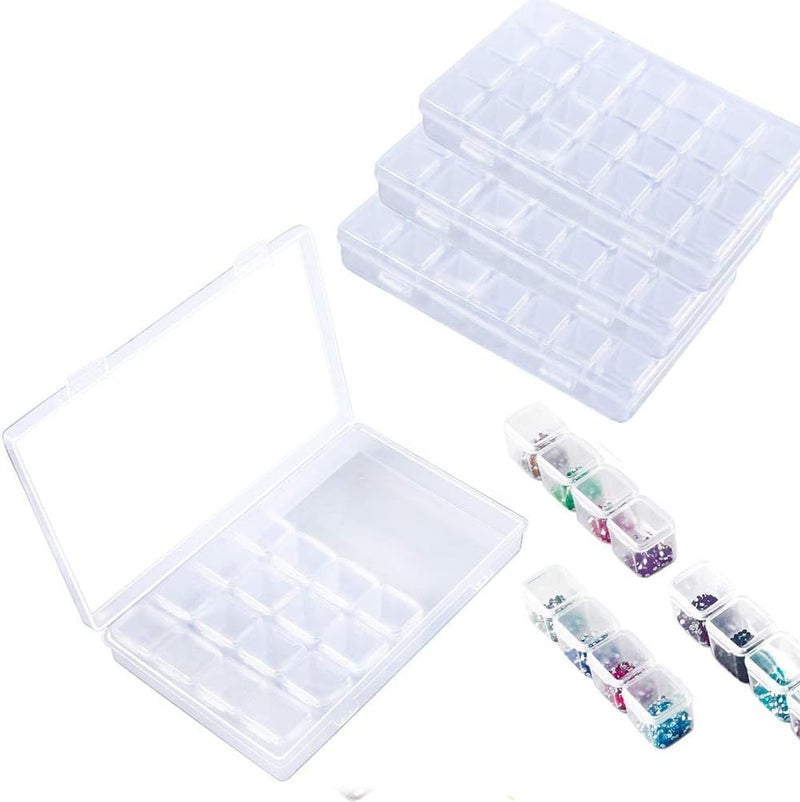 Styxon 28 Grids Storage Box Organizers Clear Bead Container, Simuer Diamond Embroidery Box Diamond Painting Accessory Storage Box Transparent Jewelry Nail Art Accessory Container Case - Image 1