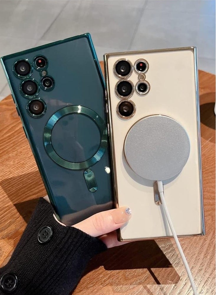 JAJEEK غطاء حماية سامسونج جالاكسي S24 ألترا، دعم مغناطيسي للشحن اللاسلكي، مضاد للخدش وصدمات، حماية كاملة للكاميرا لسامسونج جالاكسي S24 ألترا 6.8 بوصة - Image 4