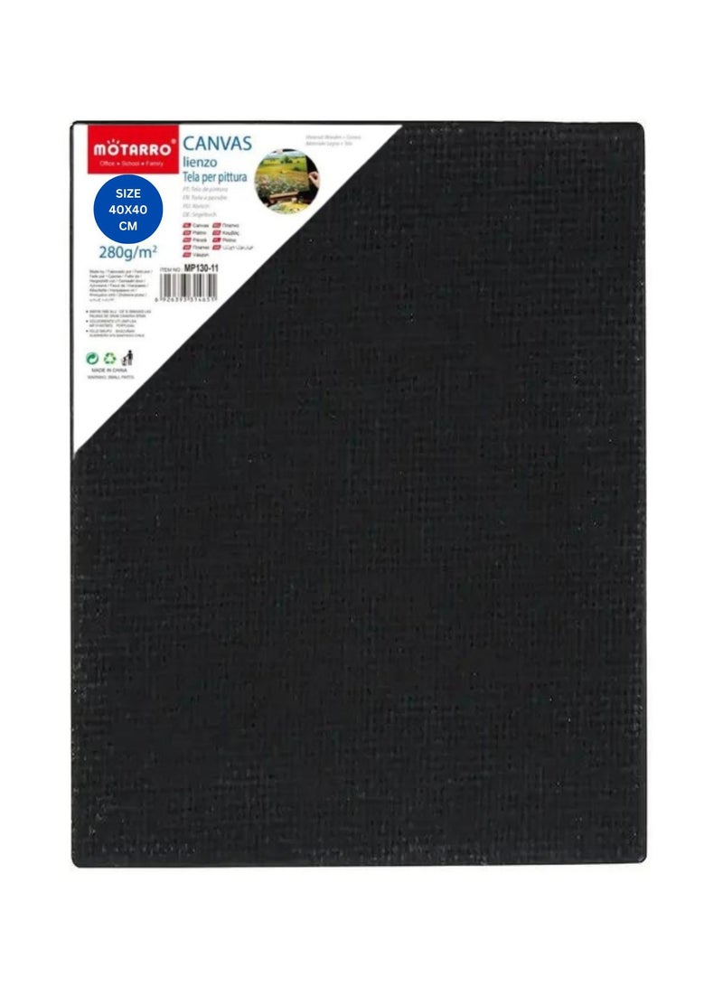 MOTARRO Canvas Black,40X60 CM 100% Cotton Primed Acid-Free Stretched Black canvas for Painting, Art Supplies for Acrylic Pouring, Oil Painting and Watercolor Paints  - Image 1