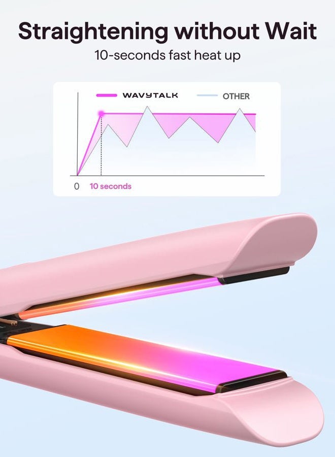 Wavytalk Professional Flat Iron Hair Straightener and Curler 2 in 1, Titanium Flat Iron for One-Pass Wonder 10S Fast Heat Up, Glide & Shine Straightener with Dual Voltage (1.18 Inch) - Image 5