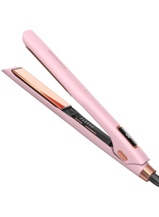 Wavytalk Professional Flat Iron Hair Straightener and Curler 2 in 1, Titanium Flat Iron for One-Pass Wonder 10S Fast Heat Up, Glide & Shine Straightener with Dual Voltage (1.18 Inch) - Image 1