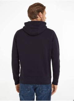 TOMMY HILFIGER Men's Logo Flex Fleece Hoody Sweatshirt, Navy  - Image 2