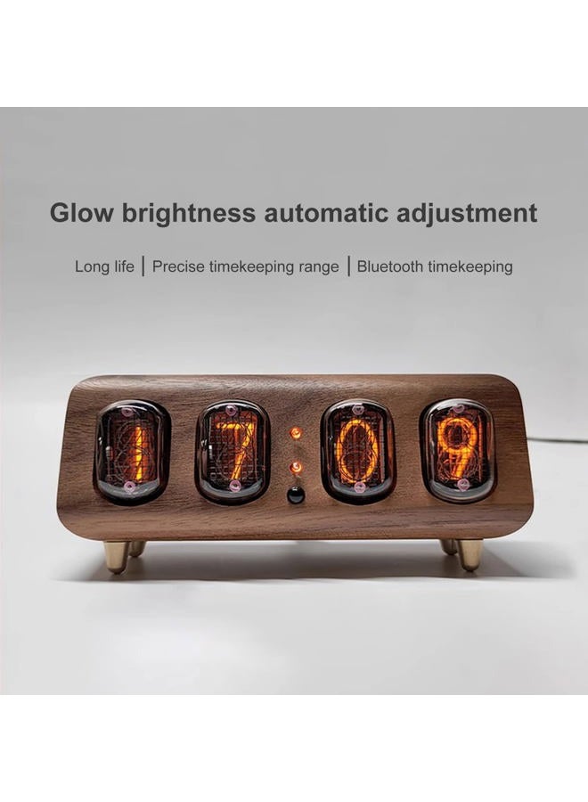 TPHRAVAL Nixie Tube Clock Former Soviet Union IN12 Glow Tube Clock Multiple Control Clocks Automatic Brightness Adjustment,Solid Wood Clock,Desktop Decorative Clock Creative Gifts - Image 3