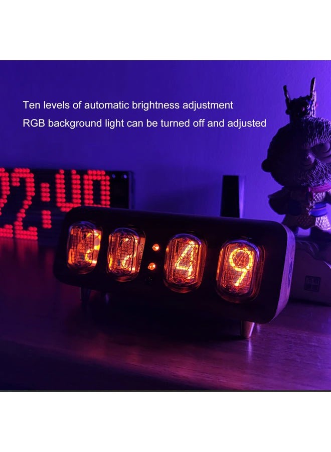 TPHRAVAL Nixie Tube Clock Former Soviet Union IN12 Glow Tube Clock Multiple Control Clocks Automatic Brightness Adjustment,Solid Wood Clock,Desktop Decorative Clock Creative Gifts - Image 5