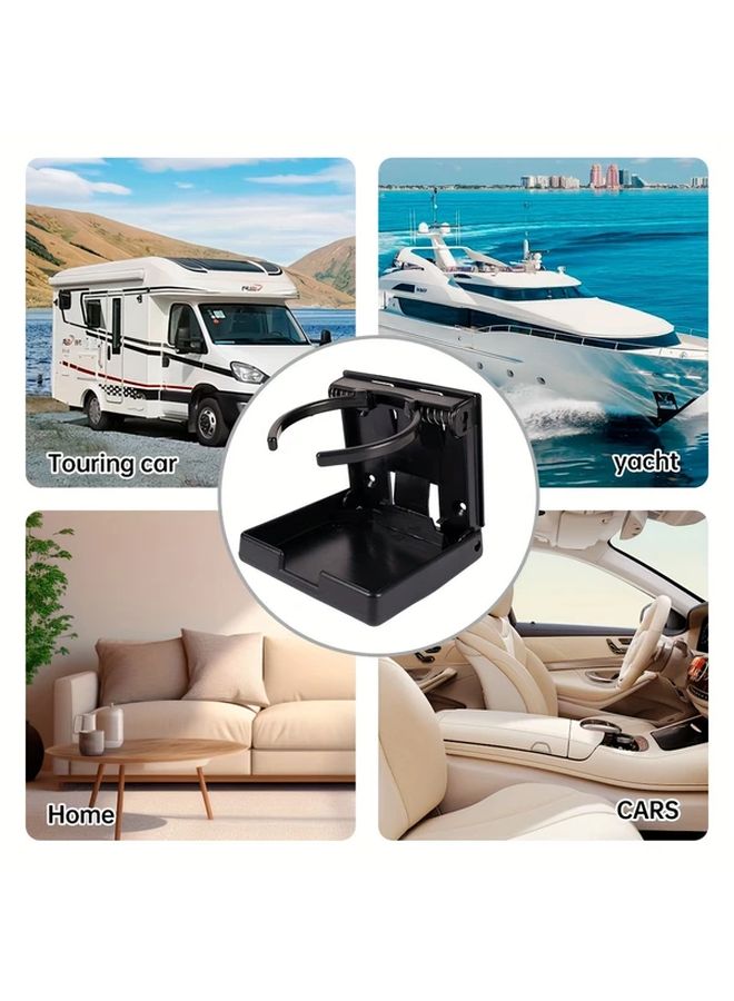 2 Pcs Black Adjustable Folding Drink Holder 73mm for Car Van RV Desk - Image 3