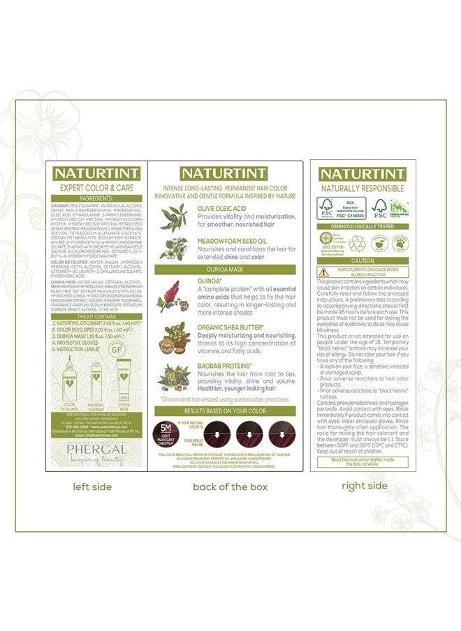 NATURTINT Permanent Hair Color 5M Light Mahogany Chestnut (Pack of 1), Ammonia Free, Vegan, Cruelty Free, up to 100% Gray Coverage, Long Lasting Results  - Image 2