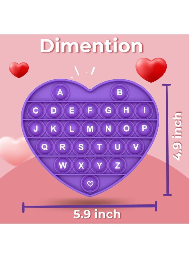 PETBSNVB Purple Heart Shaped Pop Bubble Valentines Fidget Toy with Letters and Numbers, Xmas Gift Sensory Toy with Alphabets Kids Birthday Party Classroom Prize Stress Reliever - Image 2