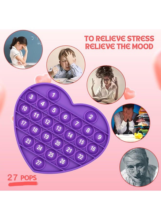 PETBSNVB Purple Heart Shaped Pop Bubble Valentines Fidget Toy with Letters and Numbers, Xmas Gift Sensory Toy with Alphabets Kids Birthday Party Classroom Prize Stress Reliever - Image 4