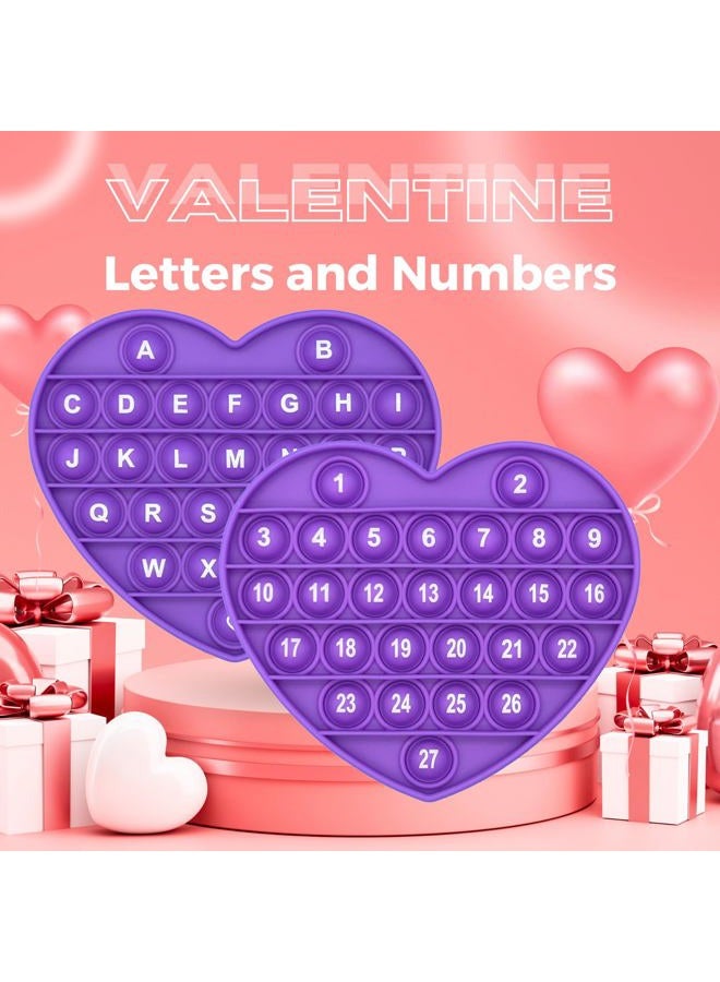PETBSNVB Purple Heart Shaped Pop Bubble Valentines Fidget Toy with Letters and Numbers, Xmas Gift Sensory Toy with Alphabets Kids Birthday Party Classroom Prize Stress Reliever - Image 5