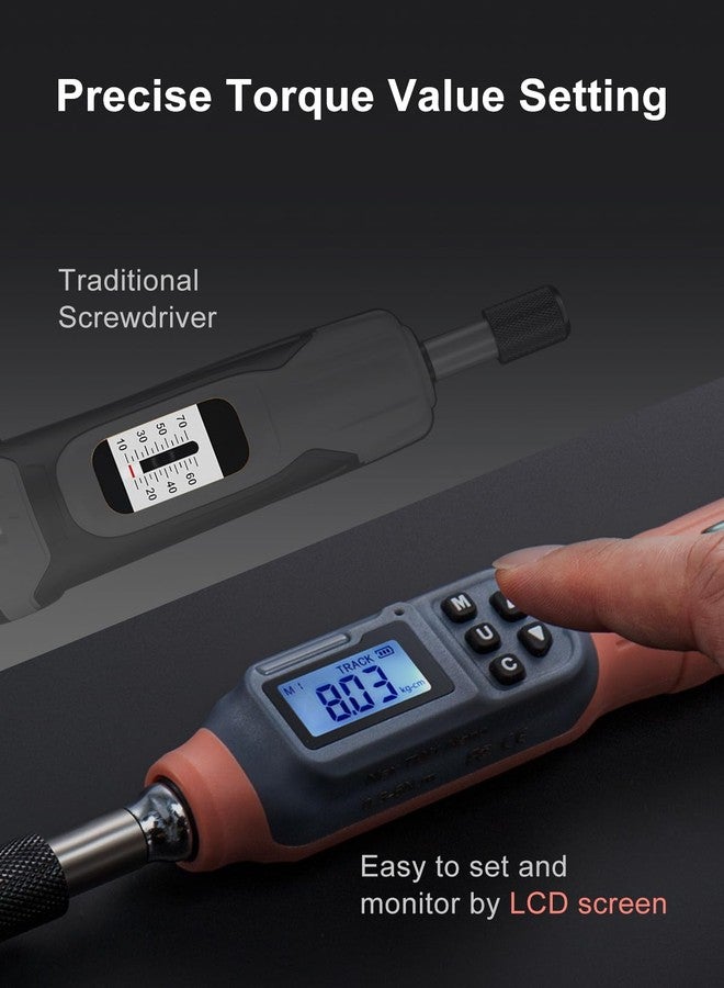 GROWNEER Digital Torque Screwdriver, 2.66-53.1 In-lbs/0.3-6 Nm, 1/4'' Drive Inch Pound Torque Screwdriver Electrician with Buzzer & LED Indicator, 27 In 1 Torque Wrench Screwdriver Set - Image 3