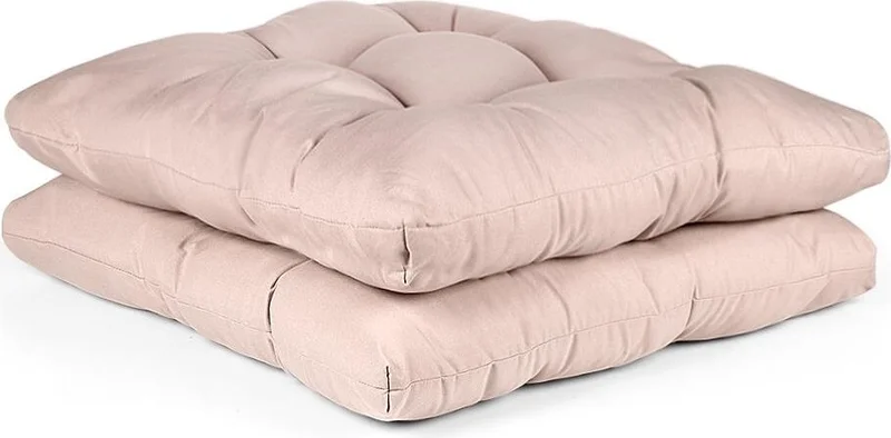 بلونيتي 2-Piece Pouf Soft Chair Cushion 4 Quilted 42X42 cm Powder