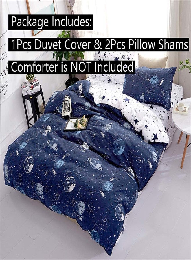 JQWUPUP Galaxy Space Bedding Twin Boy, Microfiber Planet Boy Duvet Cover Twin Gift for Teens Kids, Universe Duvet Cover Lightweight - Image 2