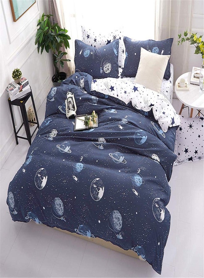 JQWUPUP Galaxy Space Bedding Twin Boy, Microfiber Planet Boy Duvet Cover Twin Gift for Teens Kids, Universe Duvet Cover Lightweight - Image 1