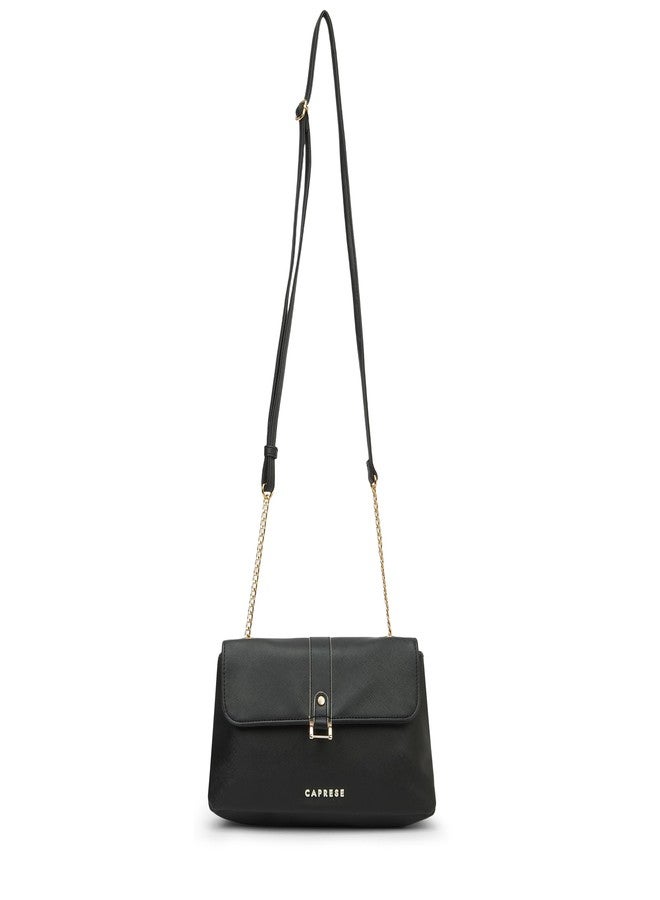 Caprese Lexi Medium Sling Bag for Women | Solid Faux Leather Crossbody Handbag with Adjustable Strap | Stylish Shoulder Purse with Zipper & Magnetic Button Closure | Everyday Office, & Travel (Black) - Image 1