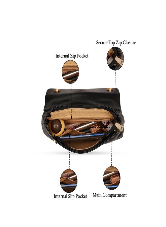 Caprese Lexi Medium Sling Bag for Women | Solid Faux Leather Crossbody Handbag with Adjustable Strap | Stylish Shoulder Purse with Zipper & Magnetic Button Closure | Everyday Office, & Travel (Black) - Image 4
