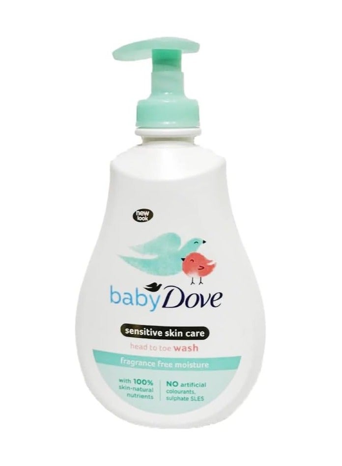 دوف غسول مرطب للبشرة الحساسة من بيبي دوف بدون رائحة من الرأس إلى القدمين 400 مل - Image 1