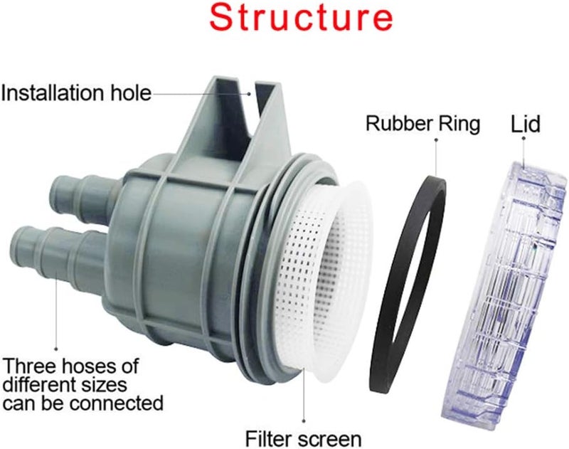 woobles Sea Water Filter, ABS 4.3in Intake Sea Water Strainer Filter Engine Protect Cleaner Cooling for 1/2in 5/8in 3/4in Hose - Image 3