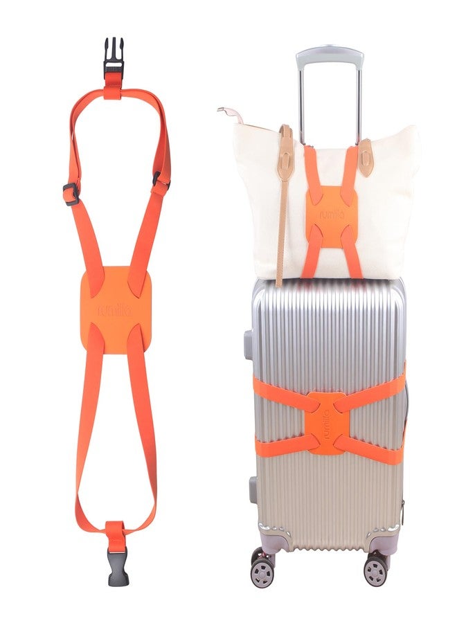 RUMILLA Luggage Straps Bag Bungee， Luggage Straps Suitcase Adjustable Belt，Add a Bag Easy to Travel Suitcase Elastic Strap Belt (Orange Luggage Strap) - Image 1