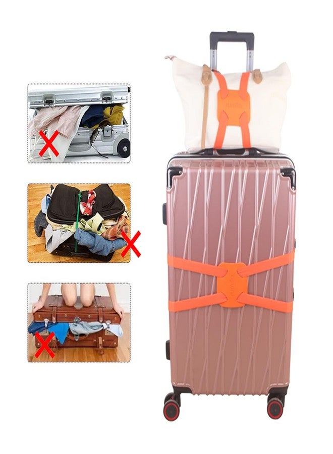 RUMILLA Luggage Straps Bag Bungee， Luggage Straps Suitcase Adjustable Belt，Add a Bag Easy to Travel Suitcase Elastic Strap Belt (Orange Luggage Strap) - Image 3