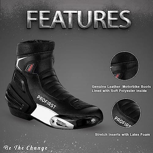 PROFIRST Waterproof Motorbike Boots Motorcycle Armoured Short Ankle Shoes Crash Protection Protective Comfortable Racing Touring Sports Safety (10, Black, numeric_10). - Image 3