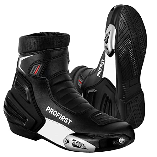 PROFIRST Waterproof Motorbike Boots Motorcycle Armoured Short Ankle Shoes Crash Protection Protective Comfortable Racing Touring Sports Safety (10, Black, numeric_10). - Image 1
