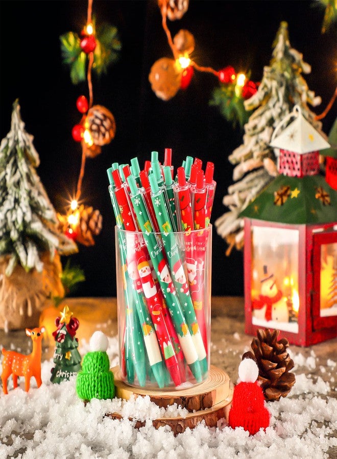 Leinuosen 48 Pcs Christmas Pens Bulk Cute Red Green Merry Christmas Retractable Ballpoint Gel Ink Pens Novelty Reindeer Santa Tree for Xmas Coworkers Holiday Parties Office Writing Supplies - Image 4