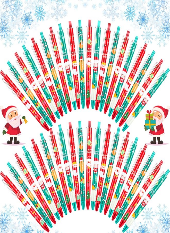 Leinuosen 48 Pcs Christmas Pens Bulk Cute Red Green Merry Christmas Retractable Ballpoint Gel Ink Pens Novelty Reindeer Santa Tree for Xmas Coworkers Holiday Parties Office Writing Supplies - Image 1