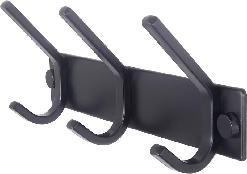 WEBI Coat Rack Wall Mounted,3 Coat Hooks for Hanging Coats,Heavy Duty Metal Hook Rack Hook Rail Coat Hanger Wall Coat Rack with Hooks for Clothes Entryway Jacket,Black - Image 1