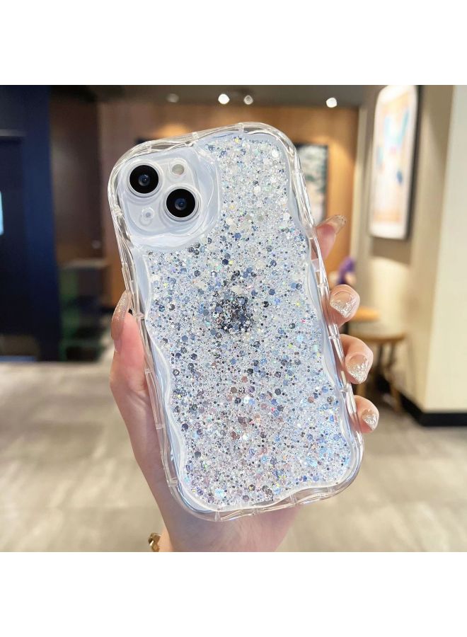High Glitter White Wave Pattern Suitable For Iphone15 Mobile Phone Shell Apple 14promax Transparent 13/12 Soft Cover