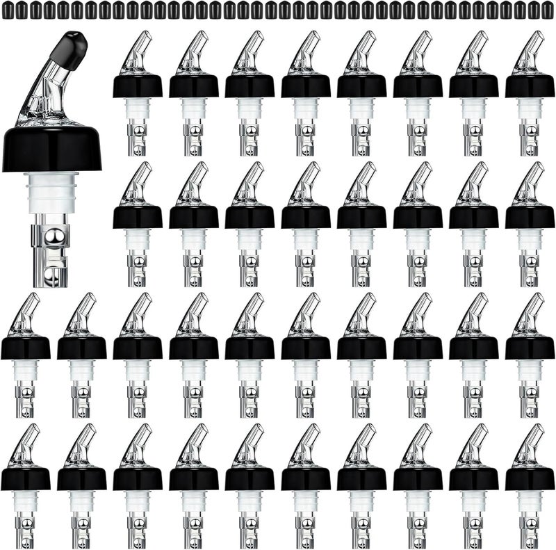 BBTO Automatic Measured Bottle Pourer Spout Liquor Pourers Bottle Jigger Quick Shot Spirit Measure, 1 oz/ 30 ml(Clear, Black,80 Pieces) - Image 1