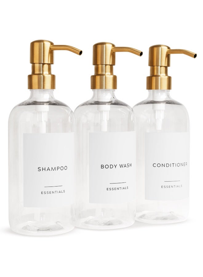 يُسلِّم موزع شامبو وبلسم 3 قطع، موزعات 500 مل للاستحمام، موزع شامبو وبلسم وغسول للجسم مثبت على الحائط للحمام (أسود غير لامع) - Image 1