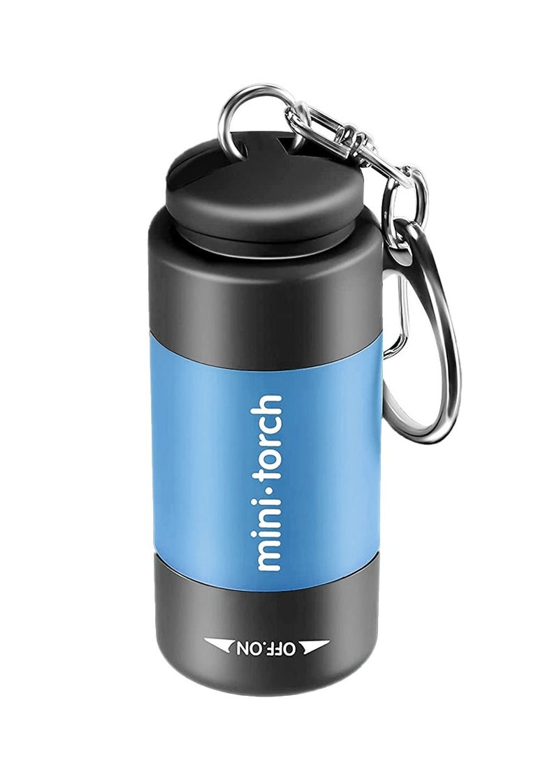 AROAQ Mini Keychain Flashlight, Usb Torch Rechargeable Colorful Led Flashlight, Portable Bright Flashlight Keychain, High-powered Keychain Lamp With Hook For Camping, (Sky Blue) - Image 1