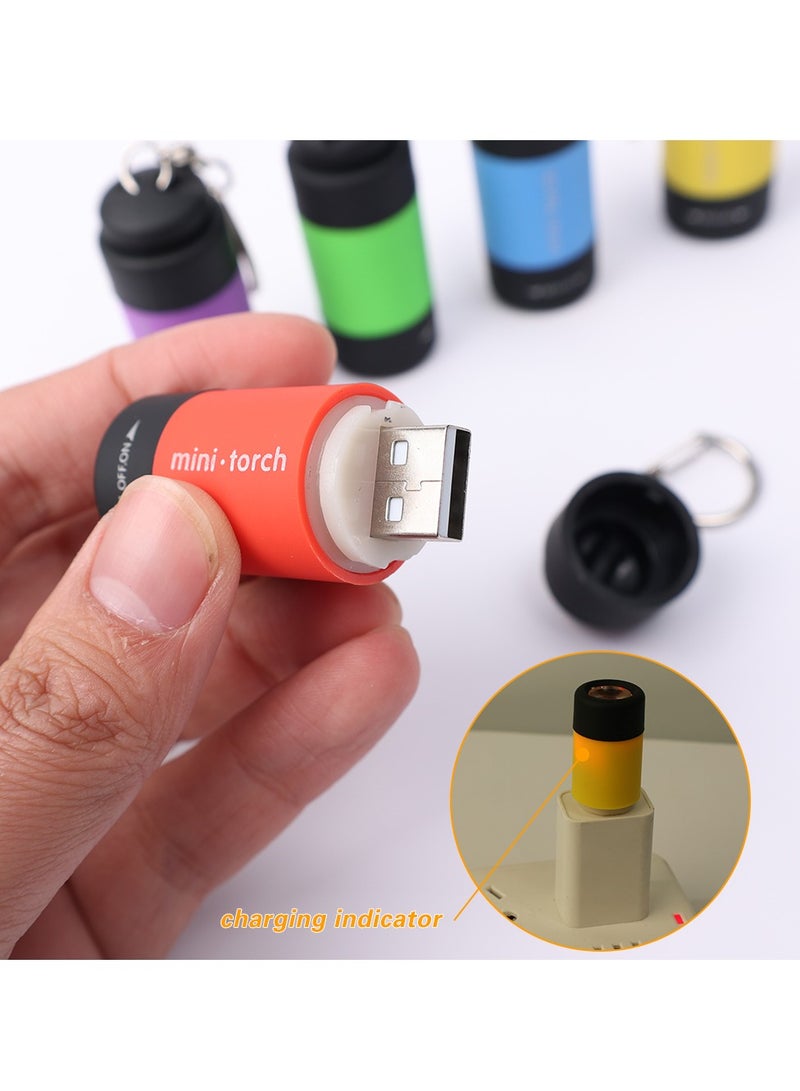 AROAQ Mini Keychain Flashlight, Usb Torch Rechargeable Colorful Led Flashlight, Portable Bright Flashlight Keychain, High-powered Keychain Lamp With Hook For Camping, (Sky Blue) - Image 2