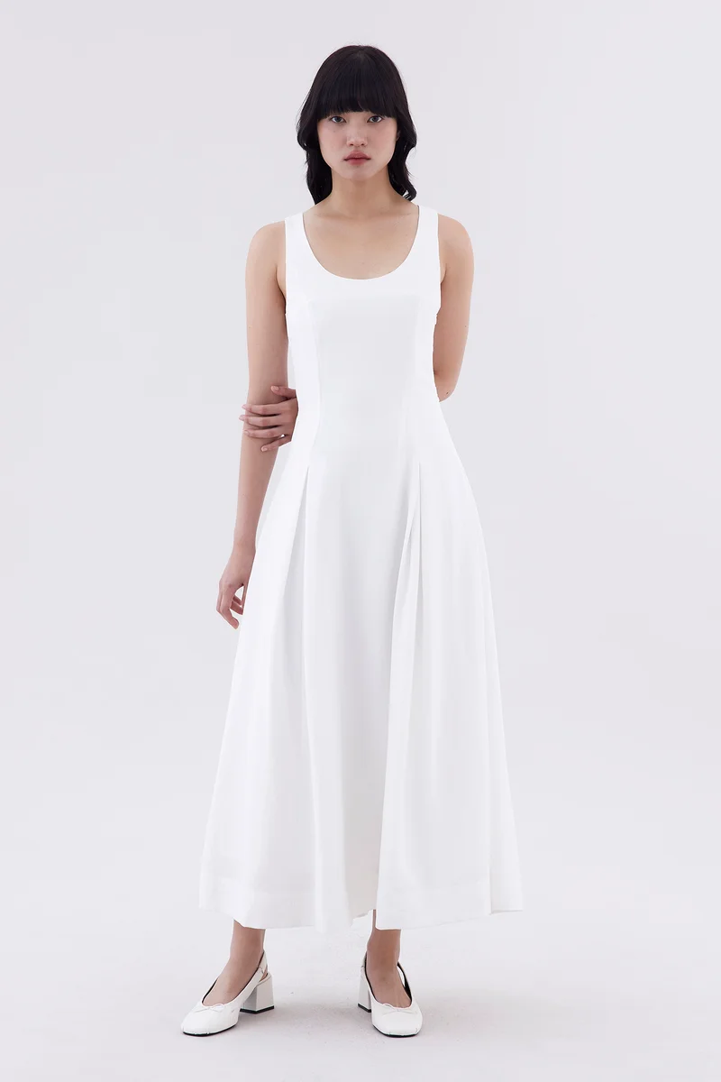 Sedona Pleat Dress - White
