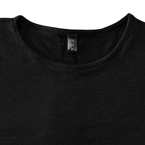 LIWEIKE Mens Hipster Hip Hop Longline Crewneck T-Shirt (Black, Small) - Image 4
