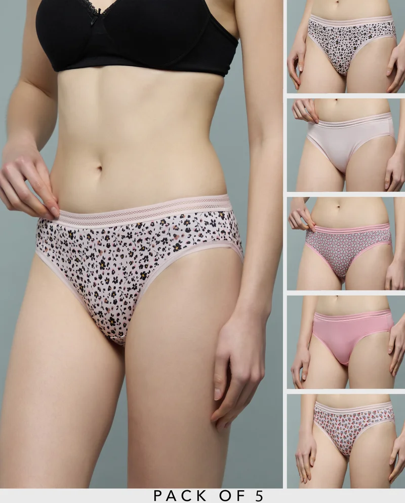 R&B 5 Pack Printed Bikini Briefs