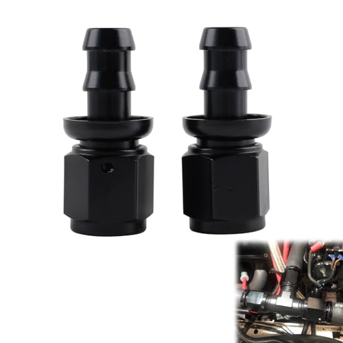 VVORHSBELL 6AN to 38 Barb Straight Push Lock Hose Fitting End For Rubber Fuel Line Black 2PCS - Image 1