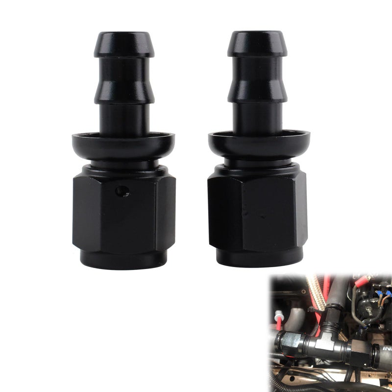 VVORHSBELL 6AN to 38 Barb Straight Push Lock Hose Fitting End For Rubber Fuel Line Black 2PCS - Image 2